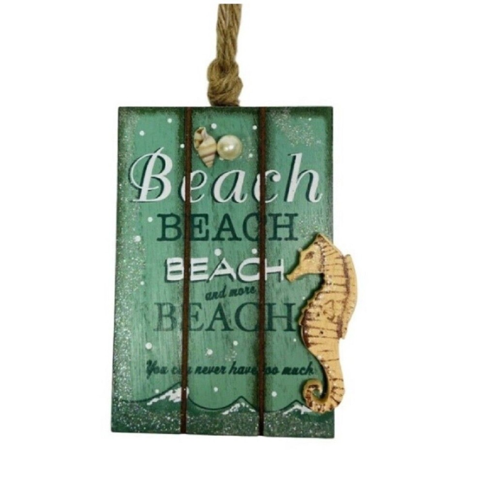 Kurt Adler Beach Beach and More Beach Seahorse Sign Ornament